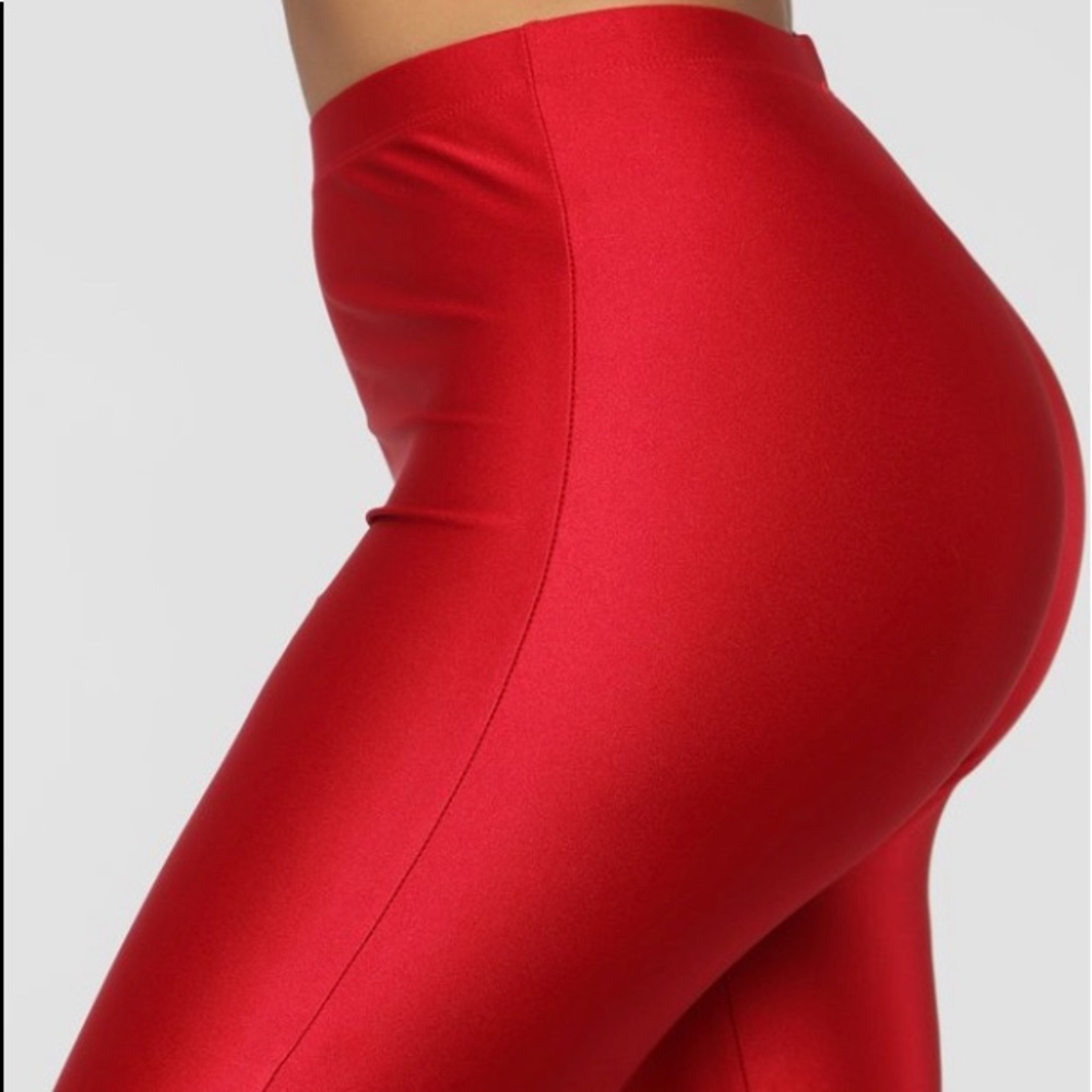 RED NYLON & SPANDEX BIKER SHORTS